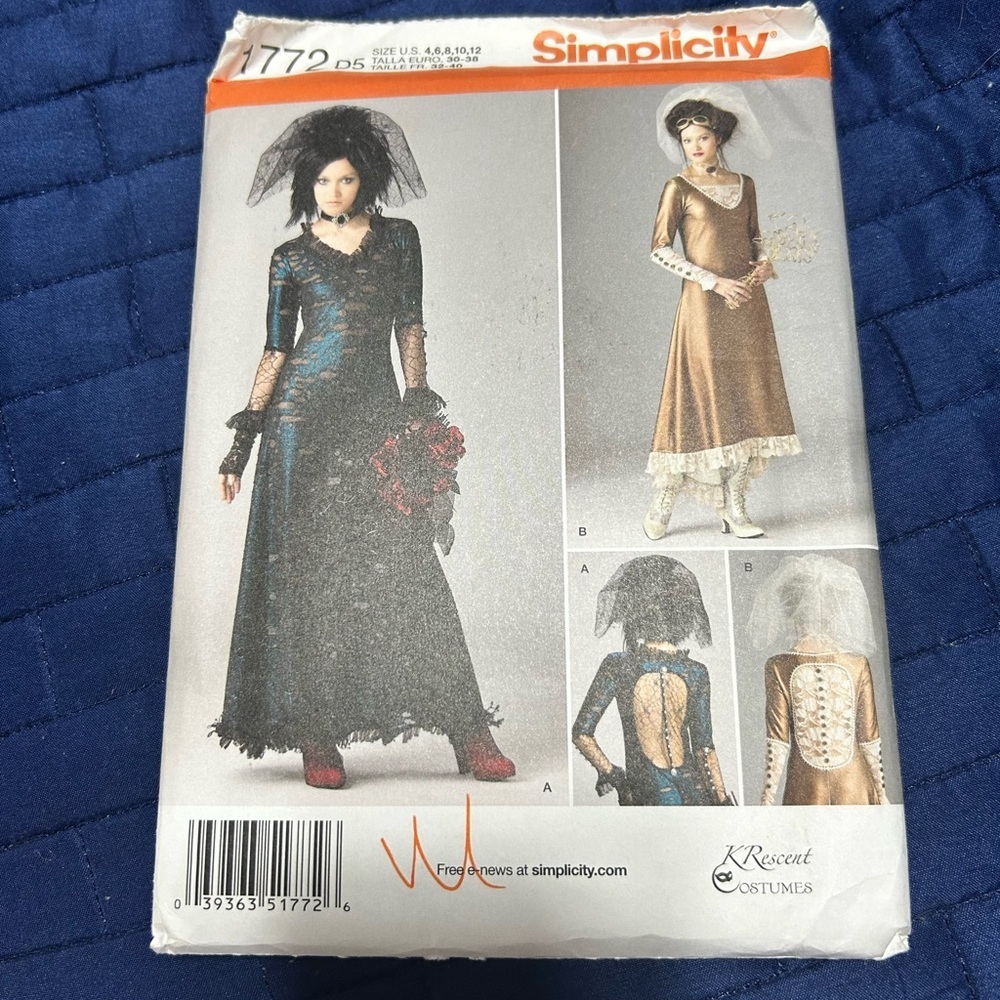 Simplicity 1772 - 4-6-8-10-12 Gothic Costume Pattern uncut